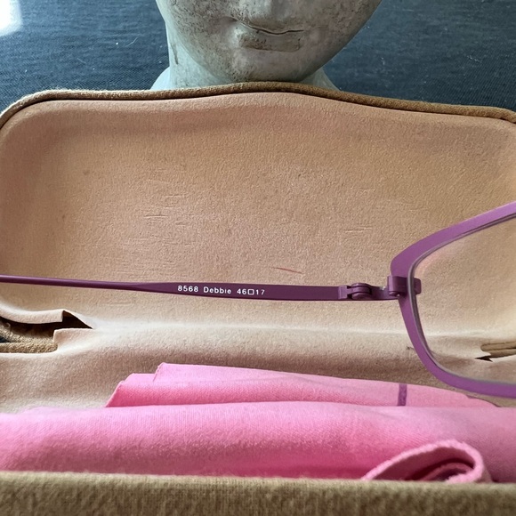 Bevel Eyeglasses Debbie Pink Berry Frame Case Japan 46-17 Titanium Vintage Y2K - Picture 7 of 13